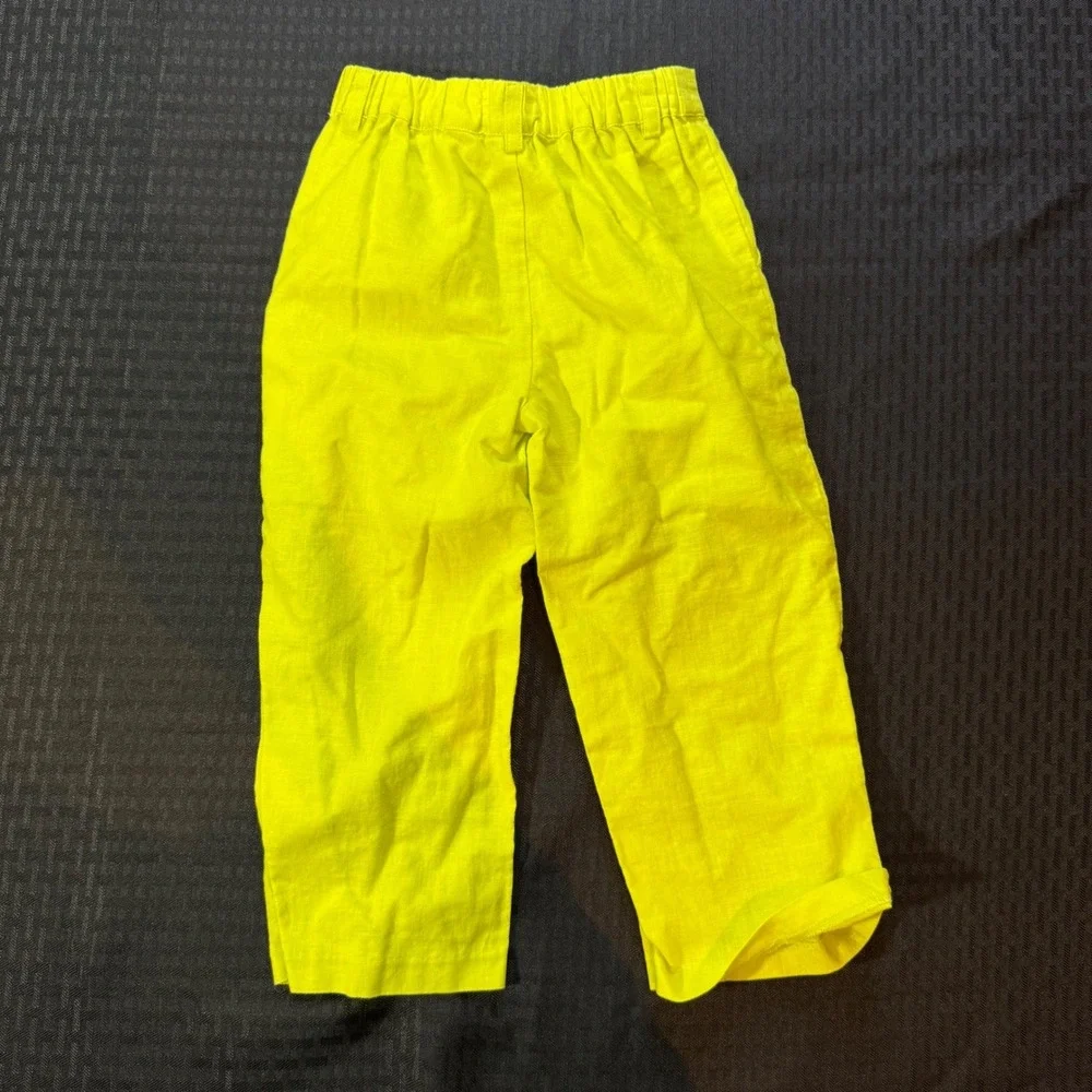A Loves A‎ Girls Neon Yellow Linen Blend Pleated Pants Size 5